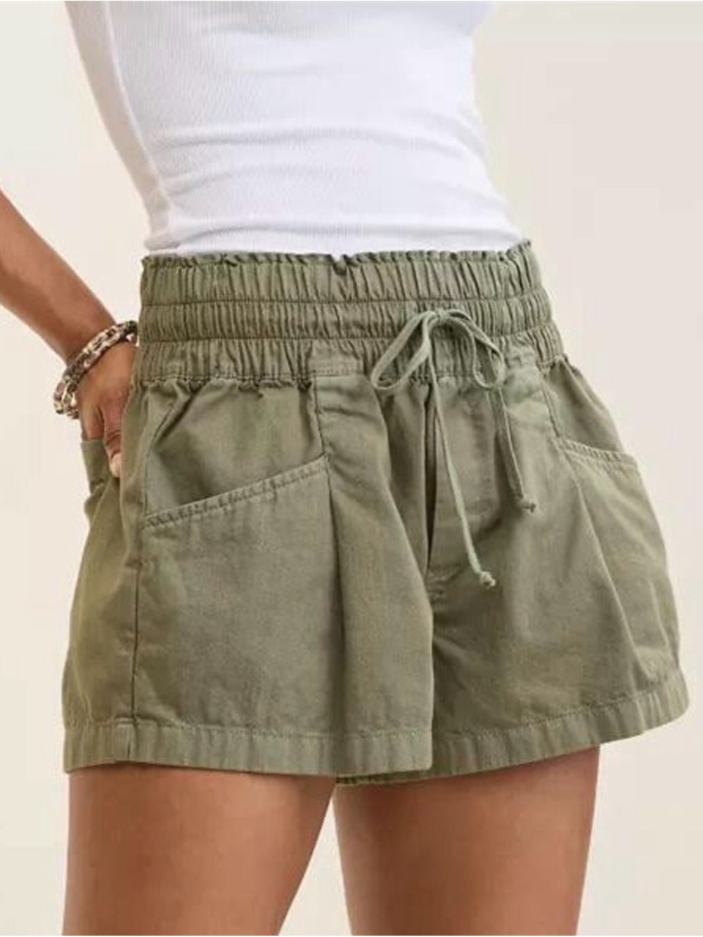 aerie Olive Drawstring Utility Shorts